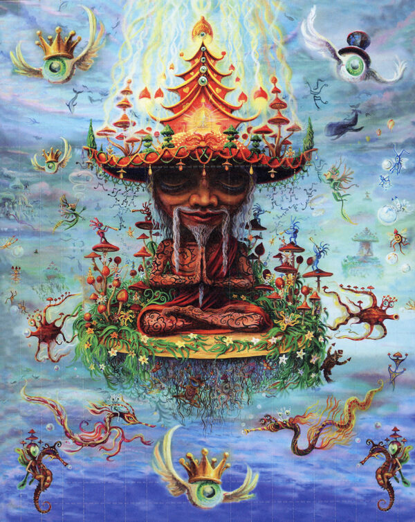 mushroom monk, Blotter art Kamiel Proost, psychedelic blotter