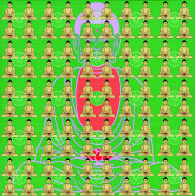 super buddha yellow on green blotter art collectables